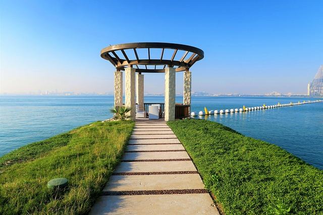 sea, blue sky, canopy, cruise, sky, trip, qatar, doha, blue, ocean, nature