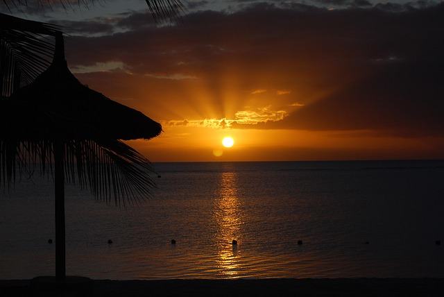 sunset, sugar beach, nature, mauritius