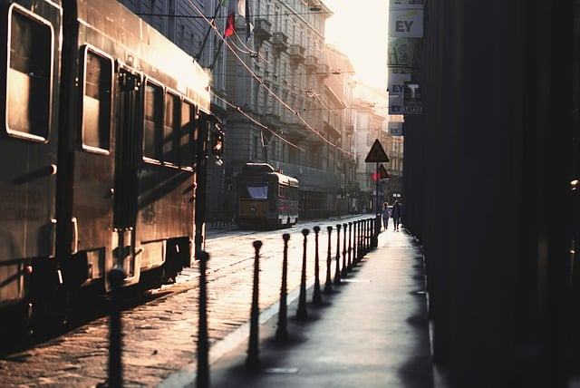 tram, milan, italy, nature, city, streets, urban, traffic, buildings, sun, street, intersection