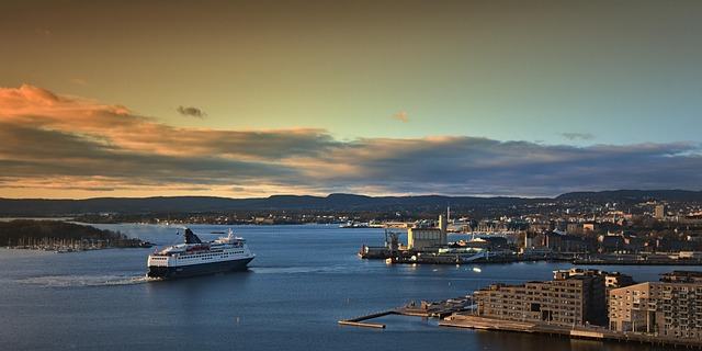 oslo, city, sunset, norway, ferry, cruise ship, nature, ship, Norway, Oslo