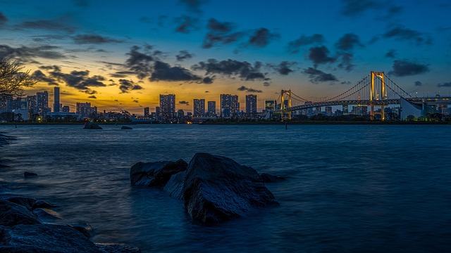 japan, tokyo, city, travel, architecture, japanese, asia, nature, night, urban, lights, bridge, sunset